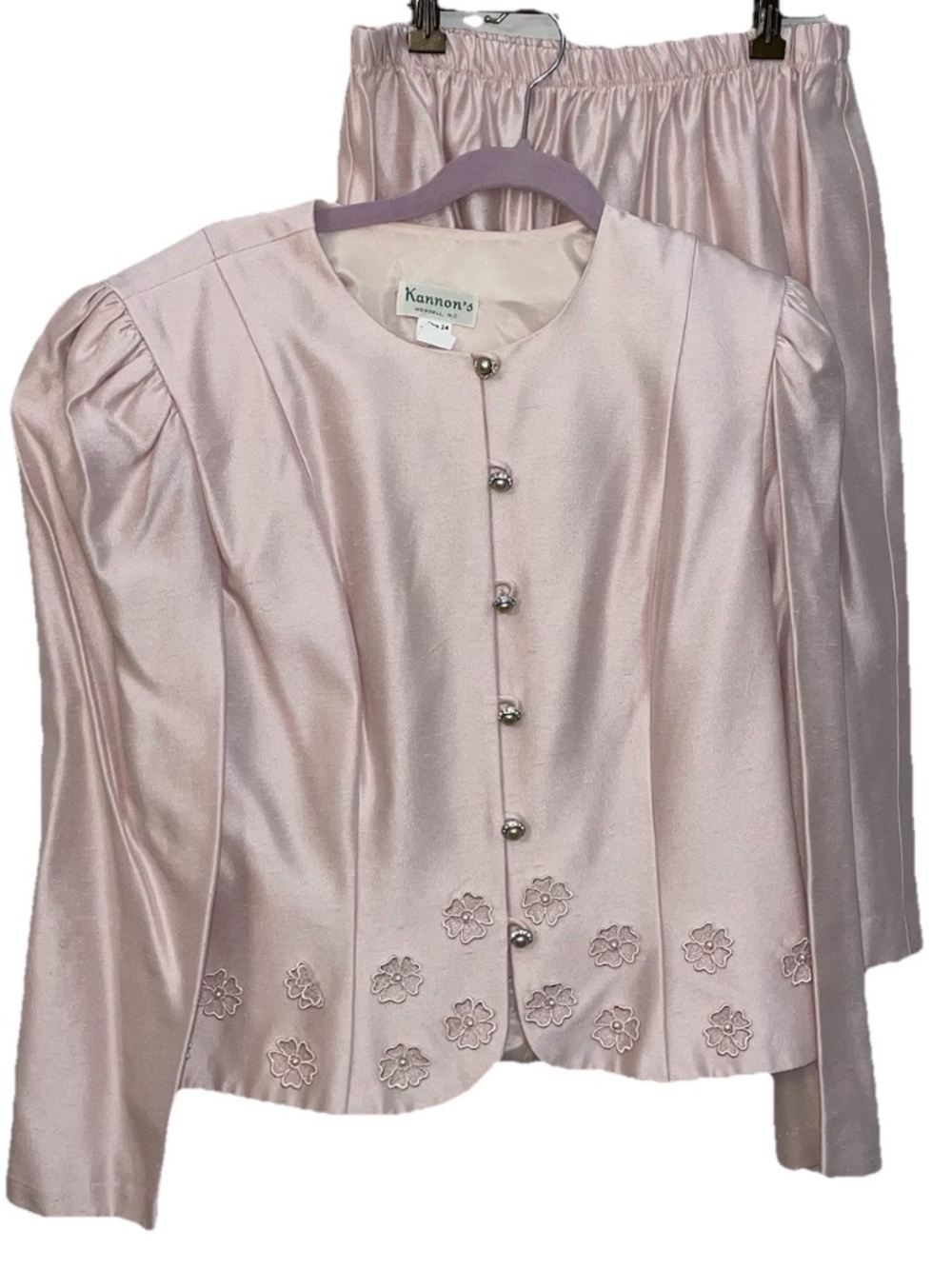 Vintage Women’s Skirt Suit Pink elegant Wedding Semi Formal Sz 14 Fits 8/10 NWT